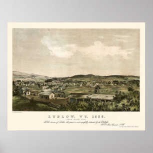 Ludlow, VT Panoramic Karta - 1859 Poster