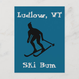 Ludlow, VT Ski Bum (Grönt Mountain Vermont Skiing) Helg Vykort
