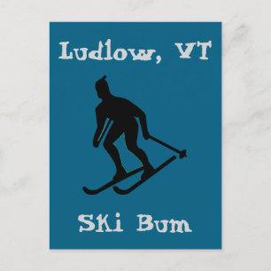 Ludlow, VT Ski Bum (Grönt Mountain Vermont Skiing) Helg Vykort