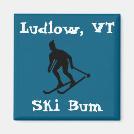 Ludlow, VT Vermont Ski Bum (Grönt Mountain Skiing) Magnet