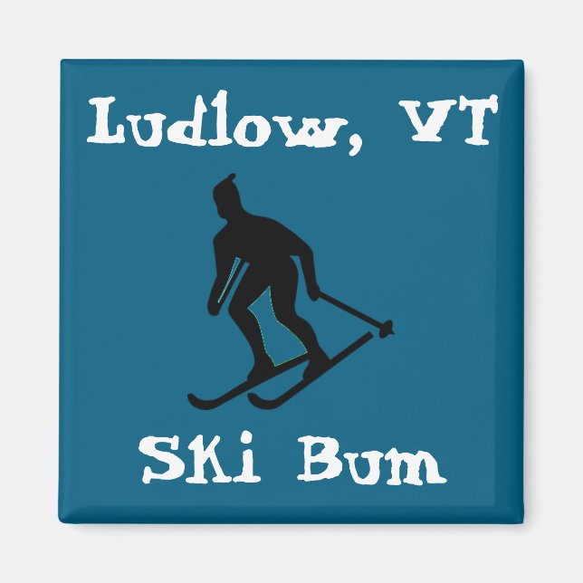 Ludlow, VT Vermont Ski Bum (Grönt Mountain Skiing) Magnet (Framsidan)