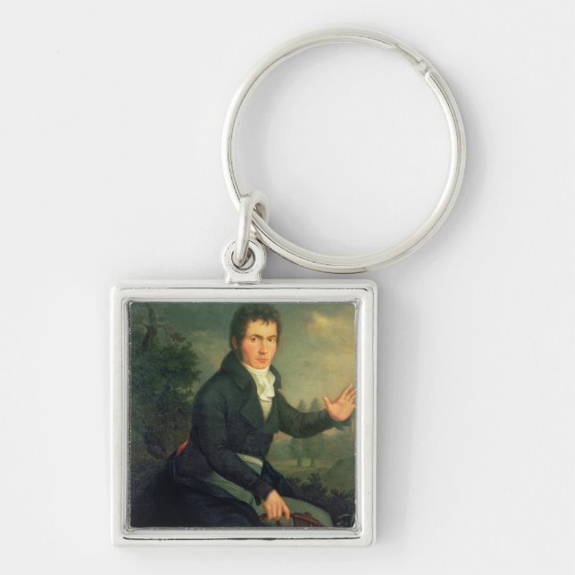 Ludvig skåpbil Beethoven, 1804 Fyrkantig Silverfärgad Nyckelring (Framsidan)