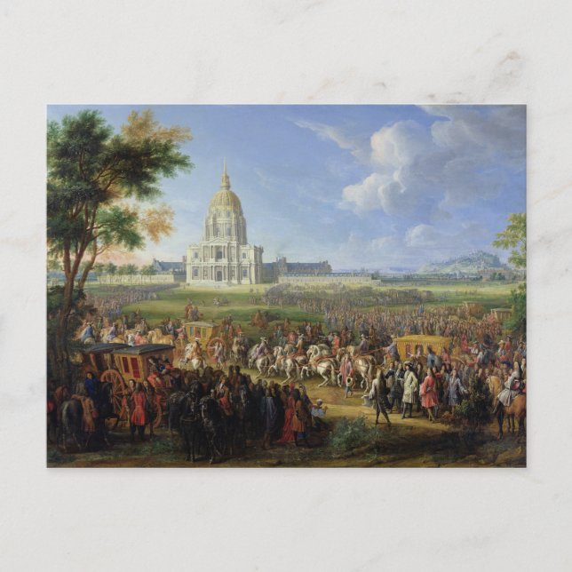 Ludvig XIV besöker Les Invalides med sitt följe Vykort (Framsida)