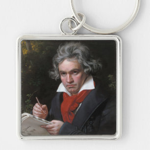Ludwig Beethoven Symphony Classical Music Composer Fyrkantig Silverfärgad Nyckelring