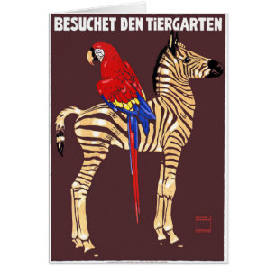 Ludwig besök 1912 affischen för ZoosebraMacaw Hälsningskort