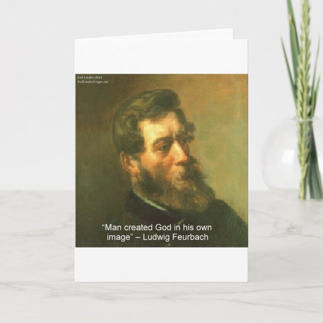 Ludwig Feurbach & Man Skapat Guds citat Kort (Framsida)