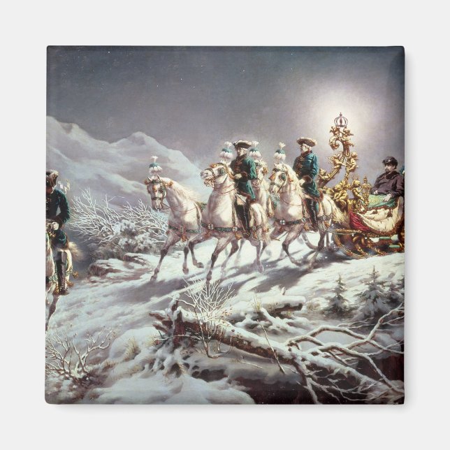 Ludwig II av Bavaria Sleighing i natt Magnet (Framsidan)