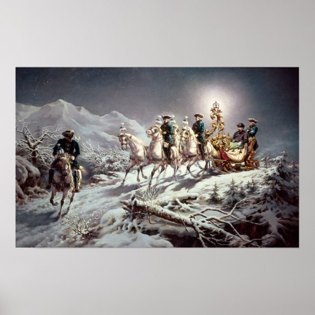 Ludwig II av Bavaria Sleighing i natt Poster (Framsidan)