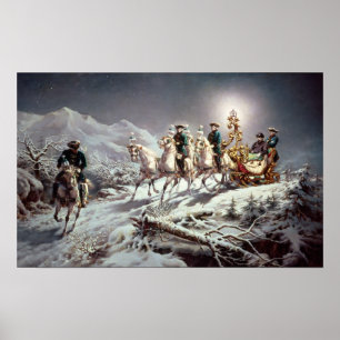 Ludwig II av Bayern Sleighing på natten Poster