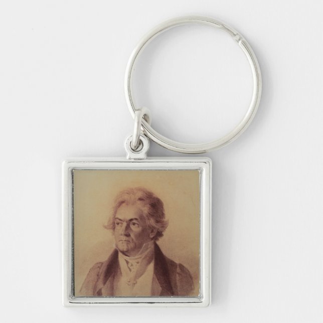 Ludwig Van Beethoven 1824 Fyrkantig Silverfärgad Nyckelring (Framsidan)