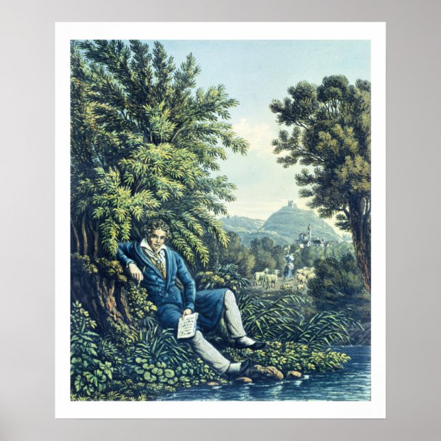 Ludwig van Beethoven (färgad engravin) Poster (Framsidan)