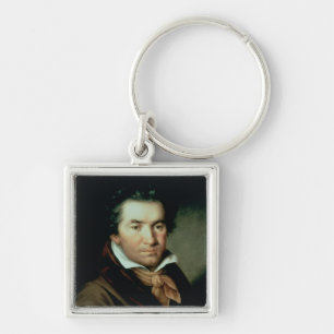 Ludwig Van Beethoven Fyrkantig Silverfärgad Nyckelring