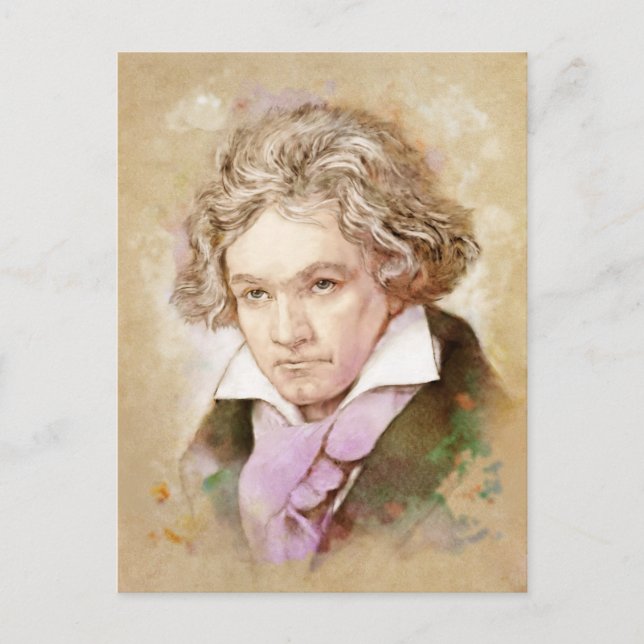 Ludwig van Beethoven im Aquarell Stil Vykort (Framsida)