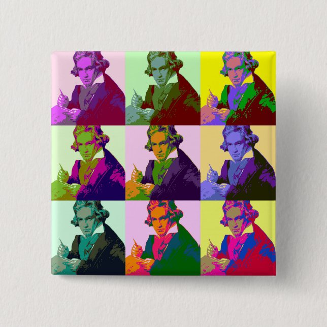 Ludwig Van Beethoven Pop Art Knapp (Framsida)