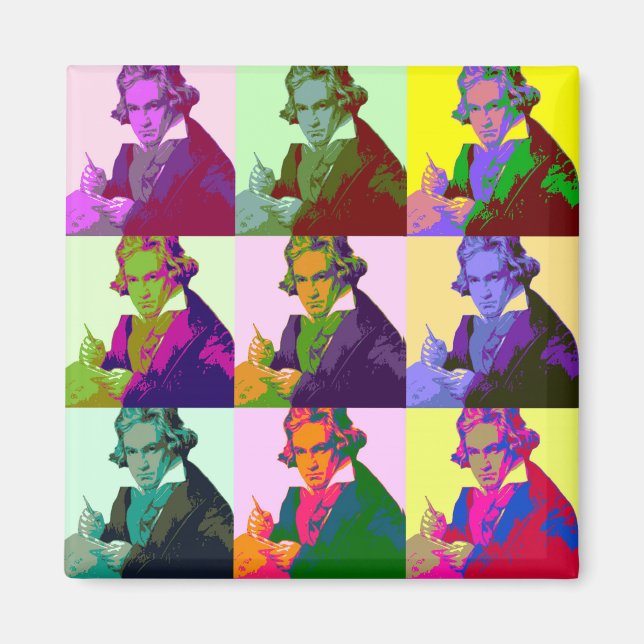 Ludwig Van Beethoven Pop Art Magnet (Framsidan)