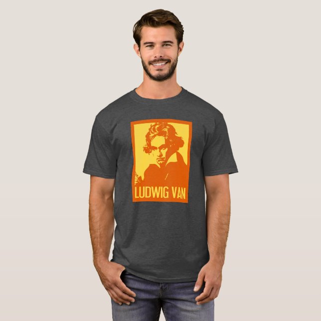 Ludwig Van Beethoven Pop Art Porträtt T Shirt (Hel framsida)