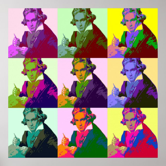 Ludwig Van Beethoven Pop Art Poster (Framsidan)
