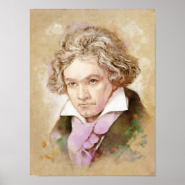 Ludwig van Beethoven Porträtt im Aquarell Stil Poster