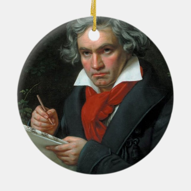 Ludwig van Beethoven Porträtt Julgransprydnad Keramik (Baksidan)