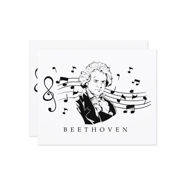 Ludwig van Beethoven Porträtt och Bust With Notes (Fram/Back In Situ)