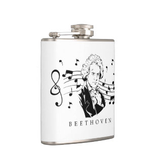 Ludwig van Beethoven Porträtt och Bust With Notes Fickplunta
