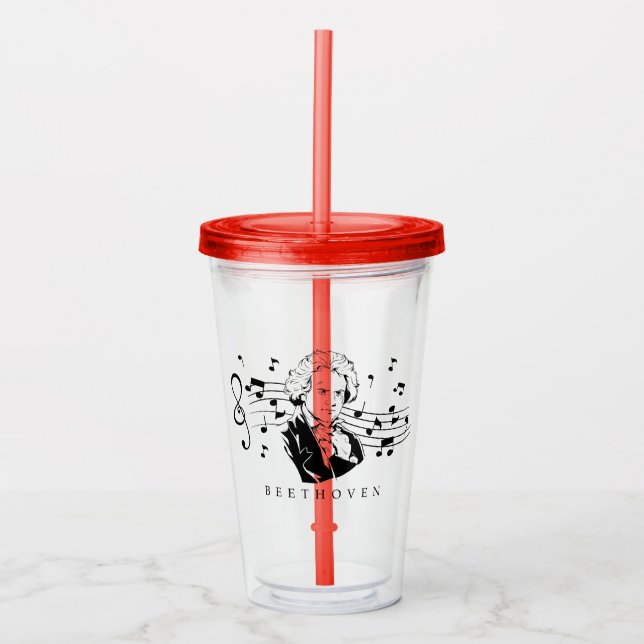 Ludwig van Beethoven Porträtt och Bust With Notes Take Away Mugg (Framsida)