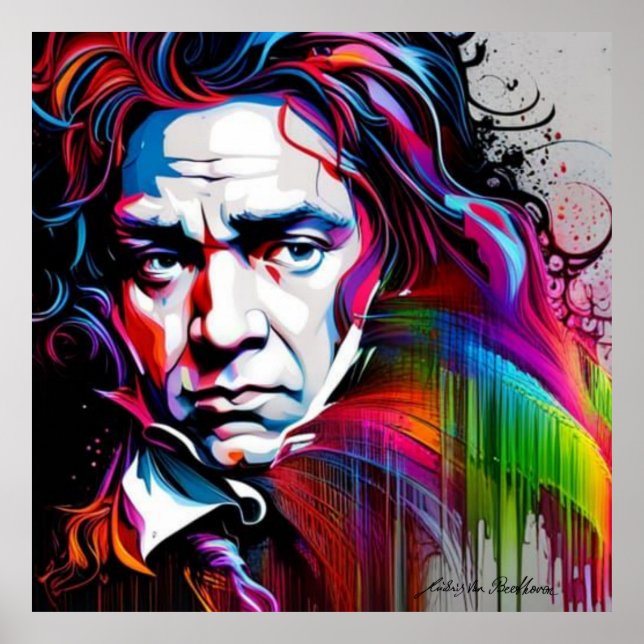 Ludwig van Beethoven Vibrant Unique 40"x40" Poster (Framsidan)