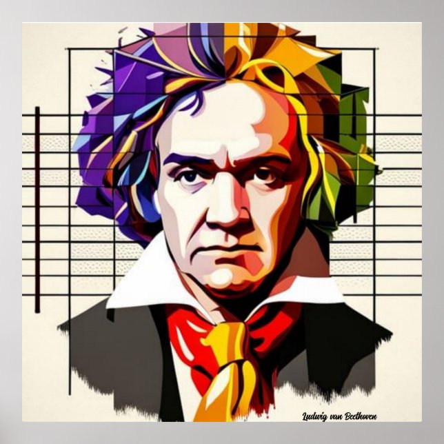 Ludwig van Beethoven Vibrant Unique 40"x40" Poster (Framsidan)