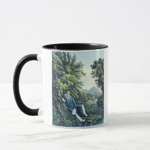 Ludwig Van Beethoven vid en flod (färgad engravin Mugg