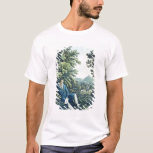 Ludwig Van Beethoven vid en flod (färgad engravin T-shirt