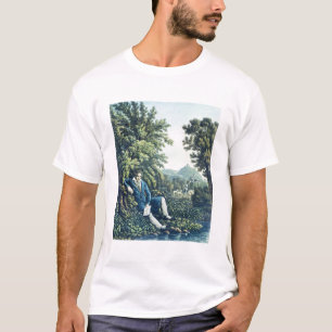 Ludwig Van Beethoven vid en flod (färgad engravin T-shirt