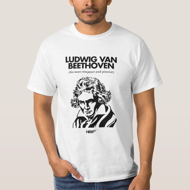 Ludwig Van Beethoven vitT-tröja Tee Shirt (Framsida)