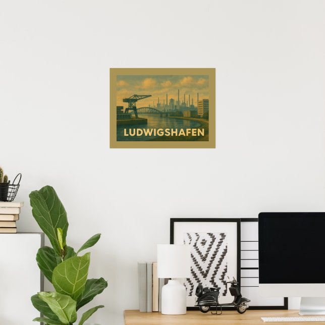 Ludwigshafen Tyskland Stadskonst Poster (Hemmakontoret)