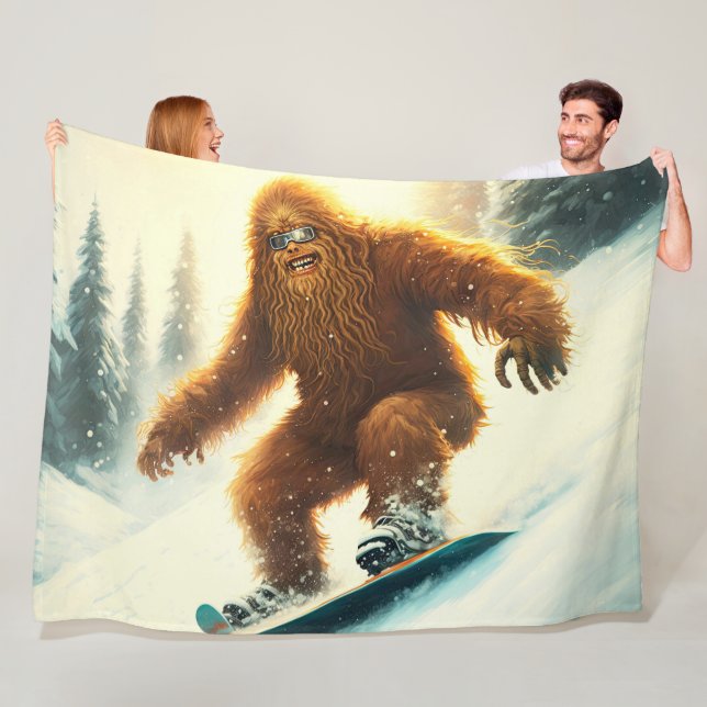 Luffig Bigfoot Snowboard AI Yeti Snötäckt Sluttnin Fleecefilt (På plats)