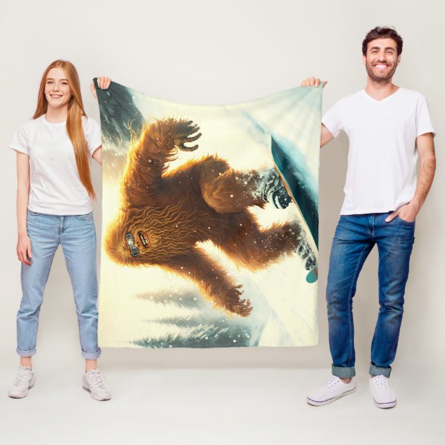 Luffig Bigfoot Snowboard AI Yeti Snötäckt Sluttnin Fleecefilt (På plats)