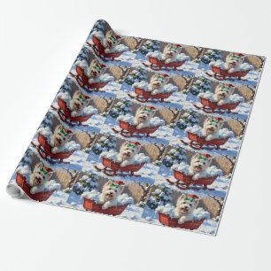 Luffiga Coton de Tulear Hund Vintage Julsläde Presentpapper