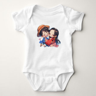 Luffy & Boa Hancock Anime Helkroppsdräkt T Shirt