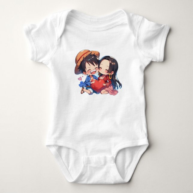 Luffy & Boa Hancock Anime Helkroppsdräkt T Shirt (Framsida)