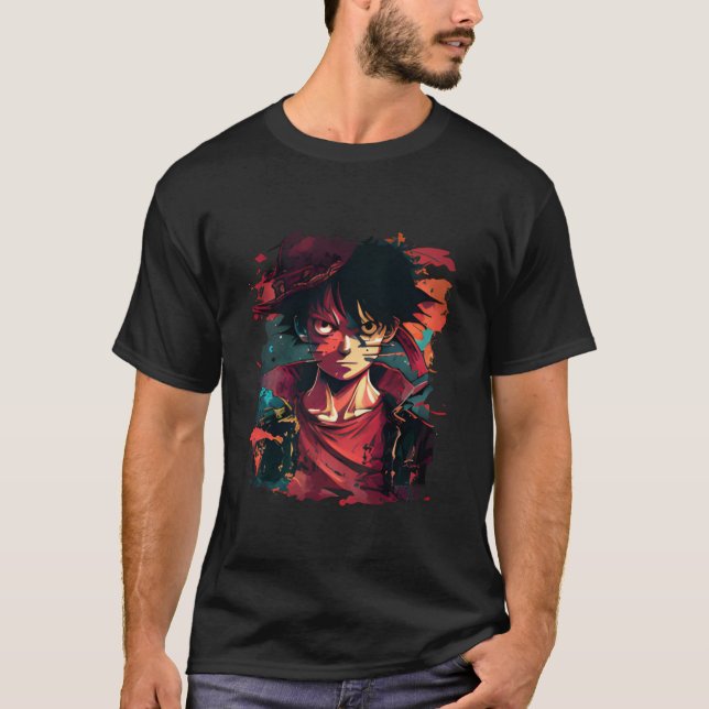 Luffy Illustration - Anime Stil-teckning T-Shirt (Framsida)