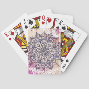 Lufsig Mandala Glad Rosa Lila Gul Blå & Guld Casinokort