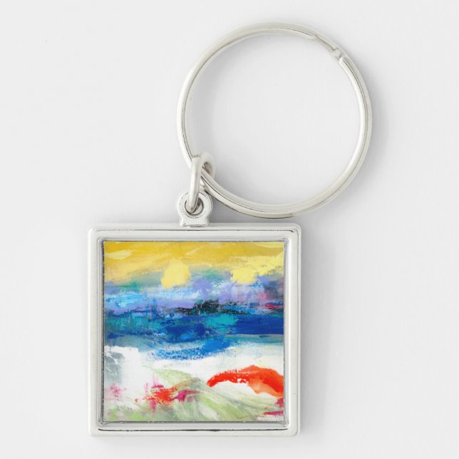 Luft-apparat I Fyrkantig Silverfärgad Nyckelring (Framsidan)