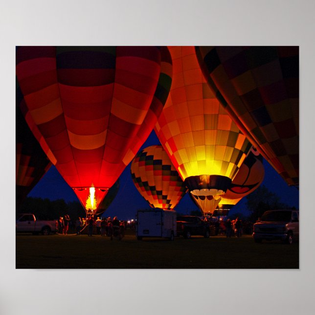 Luft Ballon Fine Art Poster på kvällens ljussken H (Framsidan)