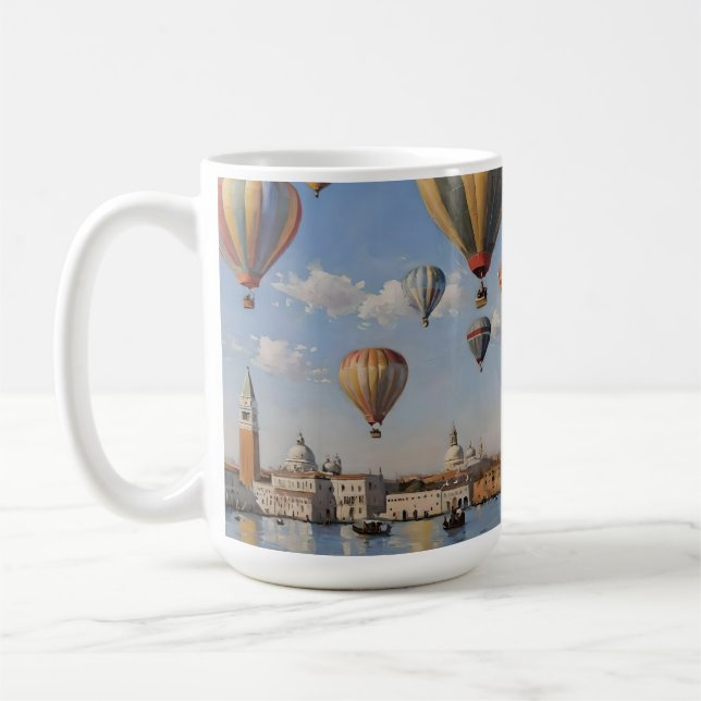 Luft-ballonering över Venedigoljefärg. Kaffemugg (Vänster)