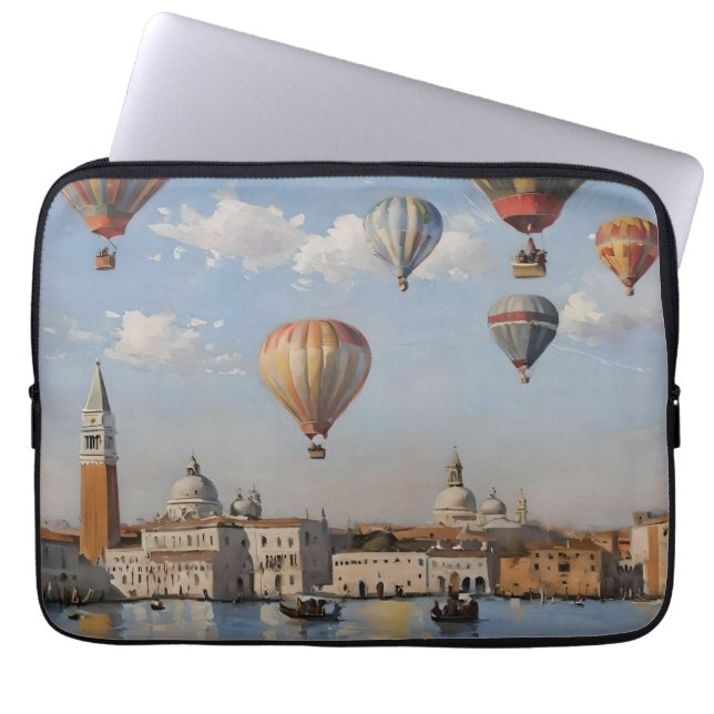 Luft-ballonering över Venedigoljefärg. Laptop Fodral (Framsidan)