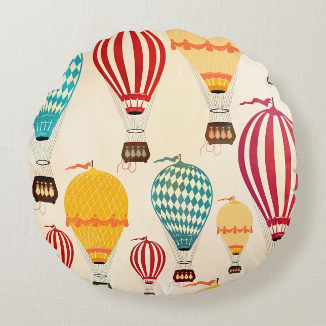 Luft-ballong: lekfull mönster-design. rund kudde (Framsidan)