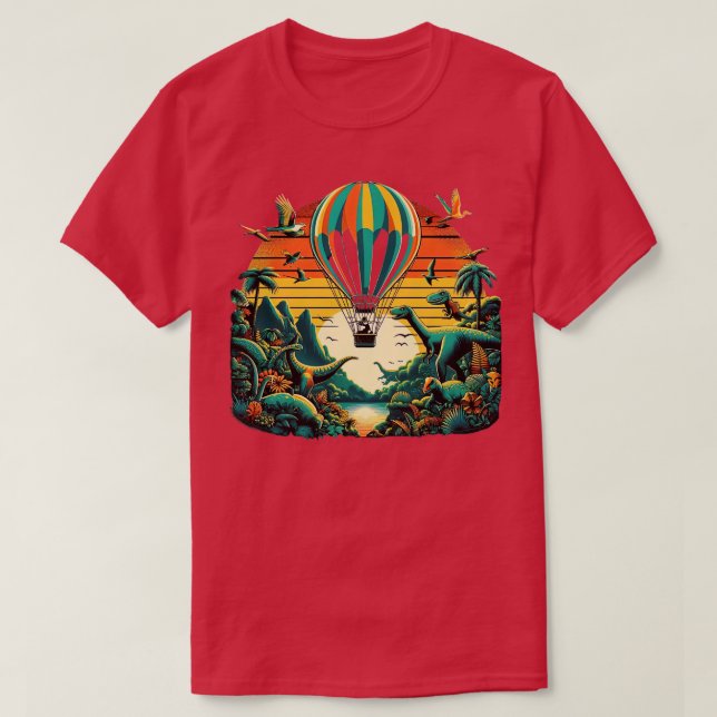 luft-ballong som flyger över en vibrerande skog me t shirt (Design framsida)