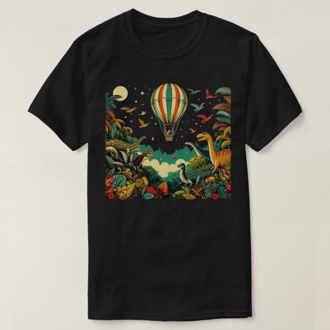 luft-ballong som flyger över en vibrerande skog me t shirt (Design framsida)