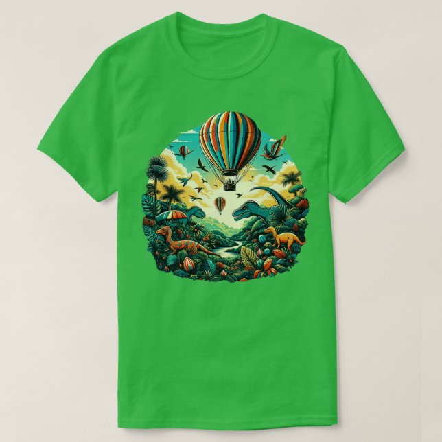 luft-ballong som flyger över en vibrerande skog me t shirt (Design framsida)