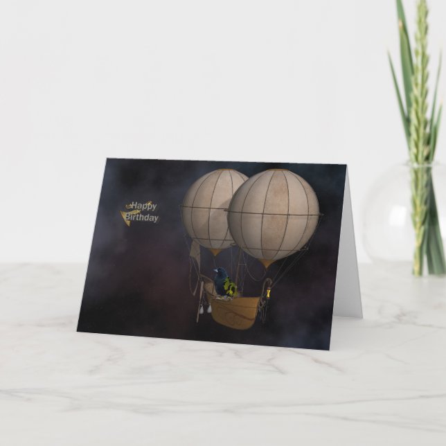 Luft Baloon för grattis på födelsedagenSteampunk Kort (Framsida)