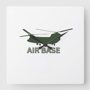 LUFT BASE Graphic Clock fet militärinspirerad Fyrkantig Klocka